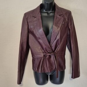 Vintage 70s Burgundy wine leather foxmoor Jacket 12